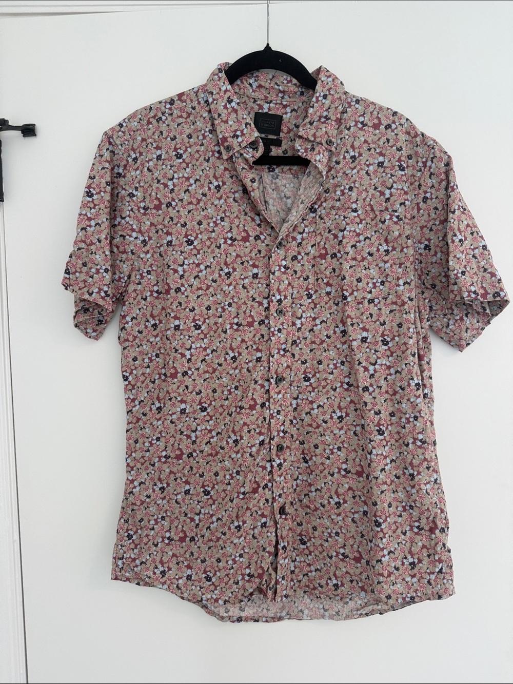 14th & Union Men's Short-Sleeve Floral Button-Down Shirt - Pink/Black/White